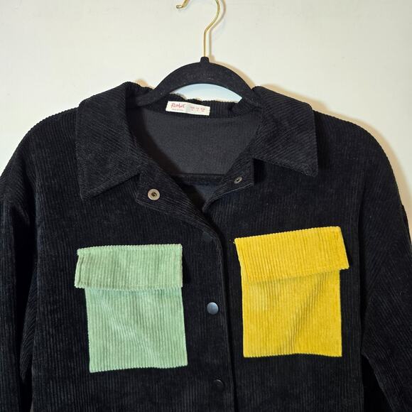 Romwe Cropped Colorblock Jacket Long Sleeve Corduroy Size S - Picture 2 of 8